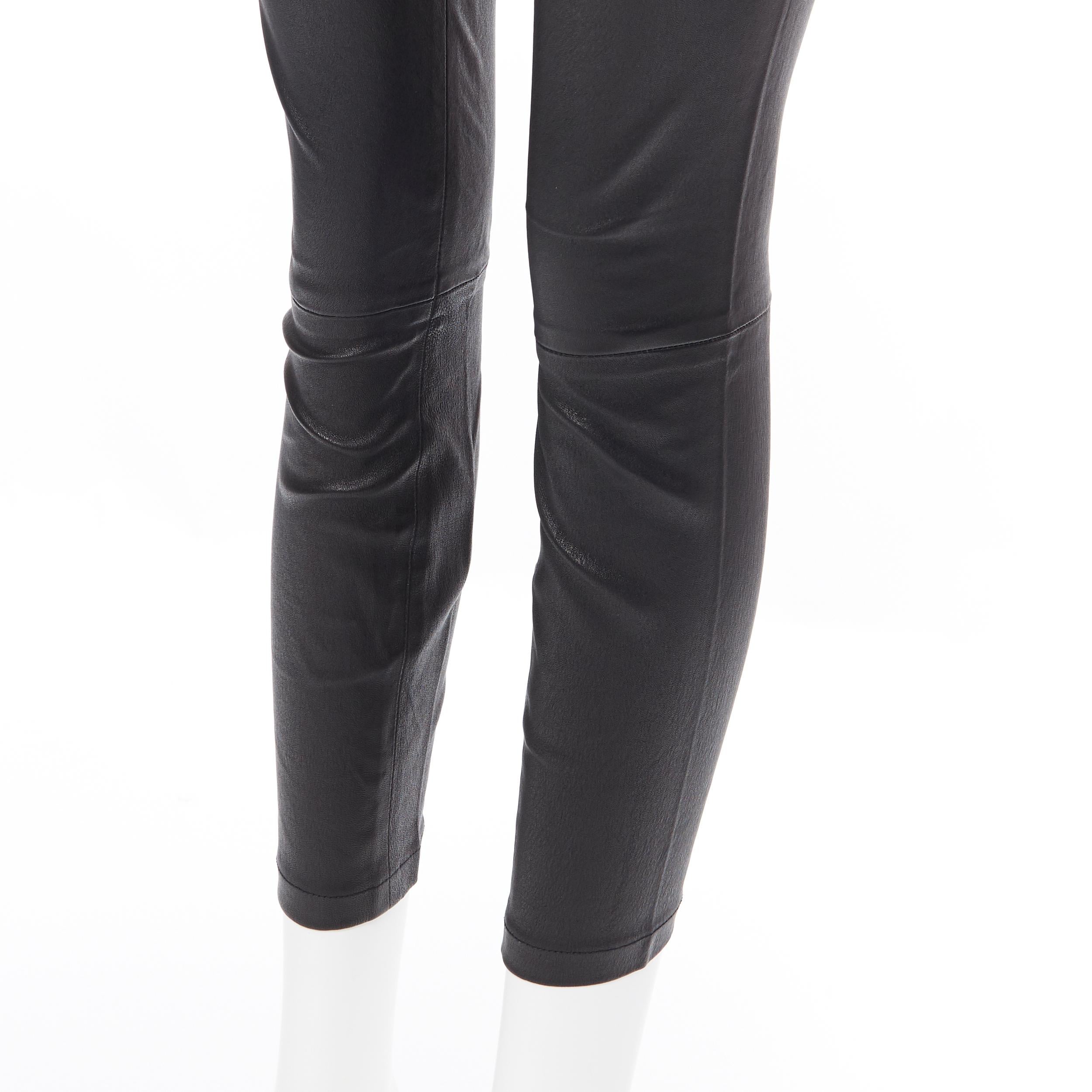 VINCE 100% leather classic black minimal stretchy skinny leg pants XS 4