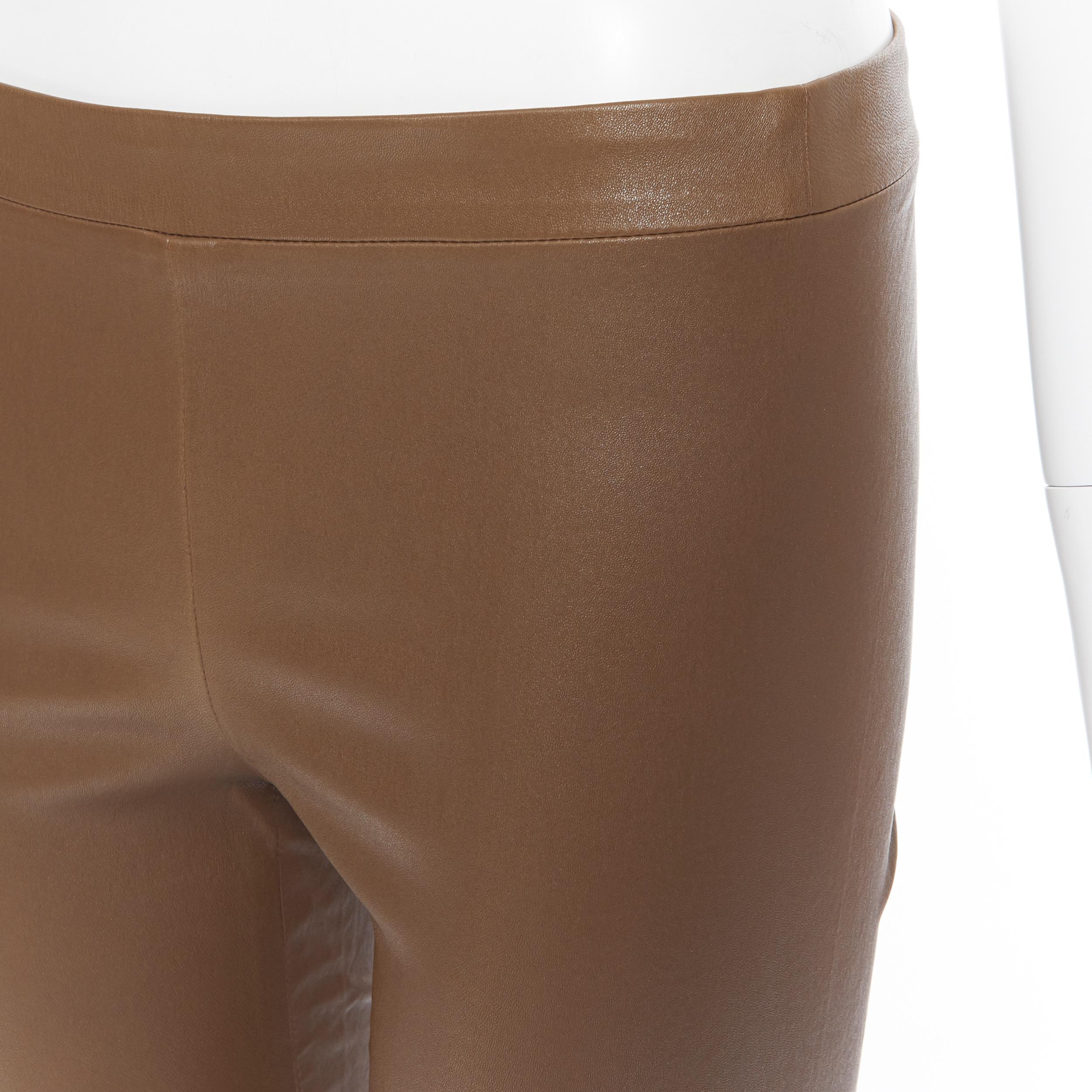 VINCE 100% leather tan brown minimal stretchy skinny leg pants XS 2