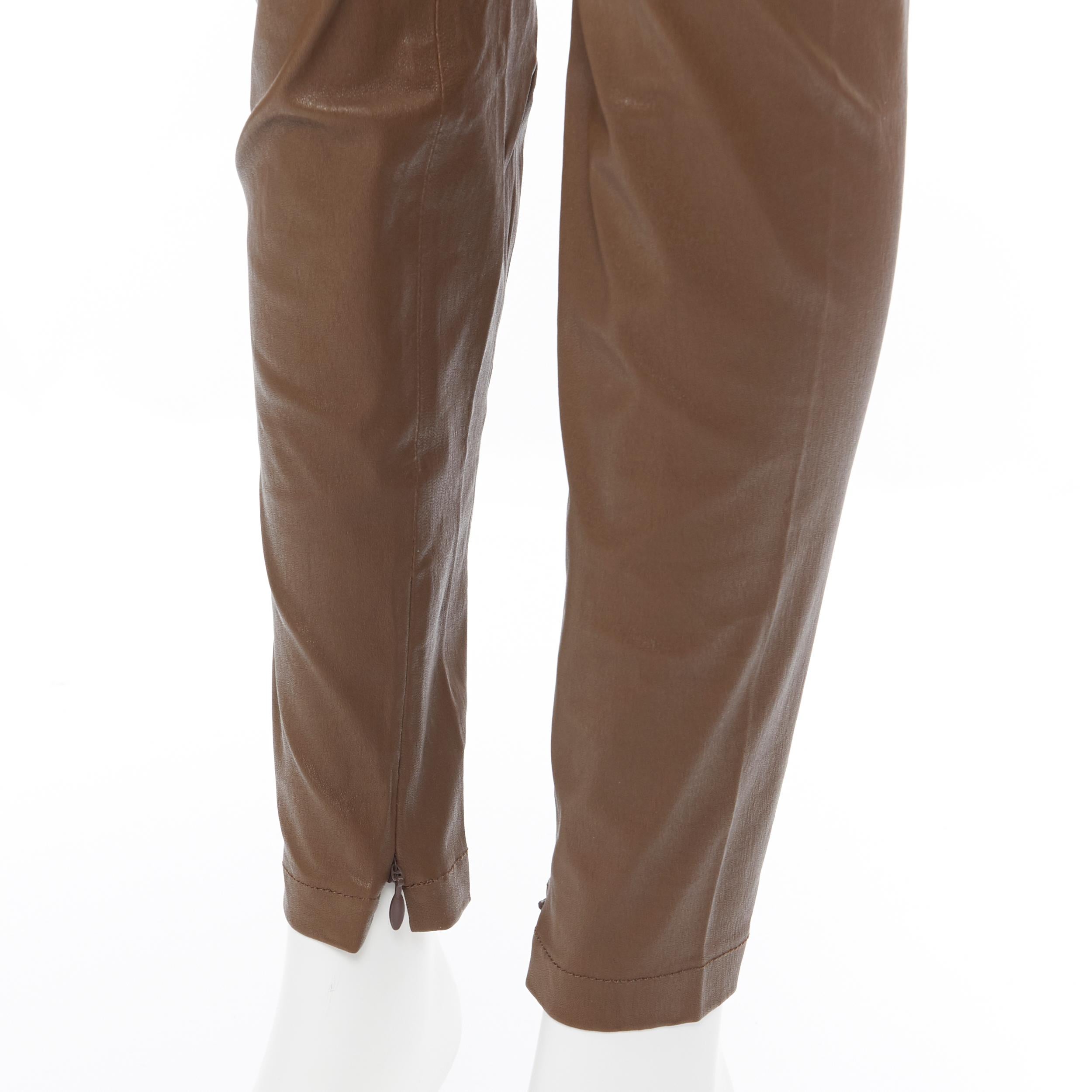 VINCE 100% leather tan brown minimal stretchy skinny leg pants XS 3