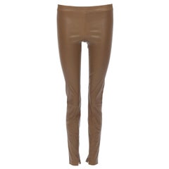 VINCE 100% leather tan brown minimal stretchy skinny leg pants XS