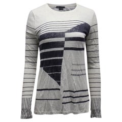 T-shirt à manches longues « Vince » à motif abstrait, en lin blanc
