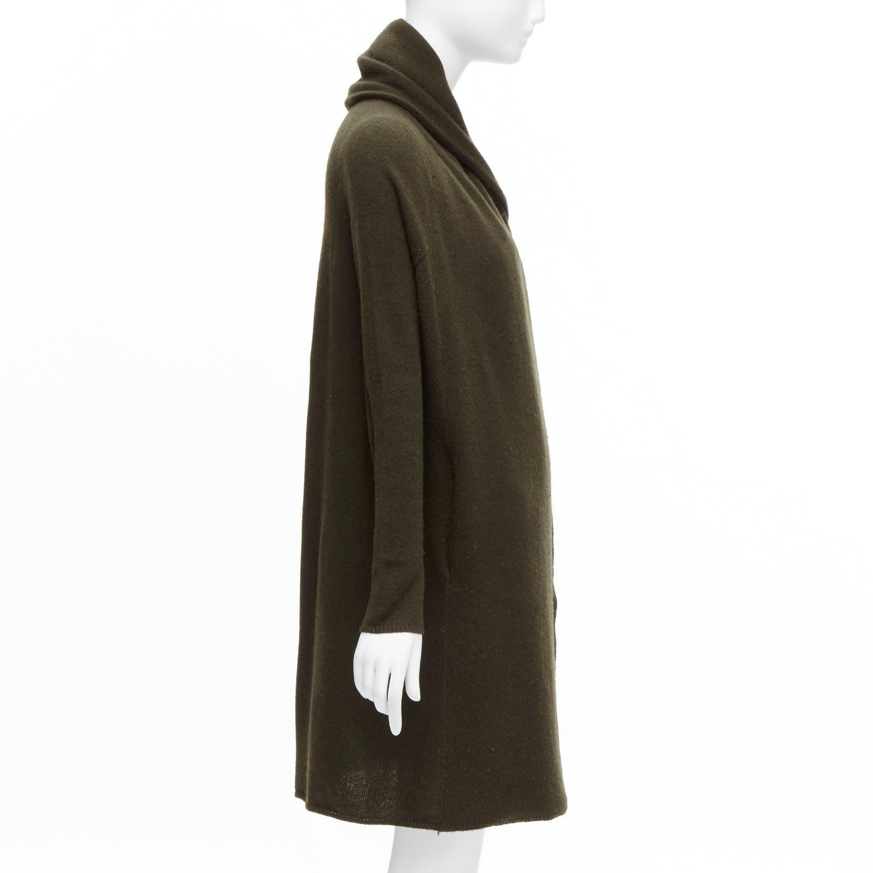 Women's VINCE army green yak wool shawl neck single button wrap cardigan coat XXS For Sale