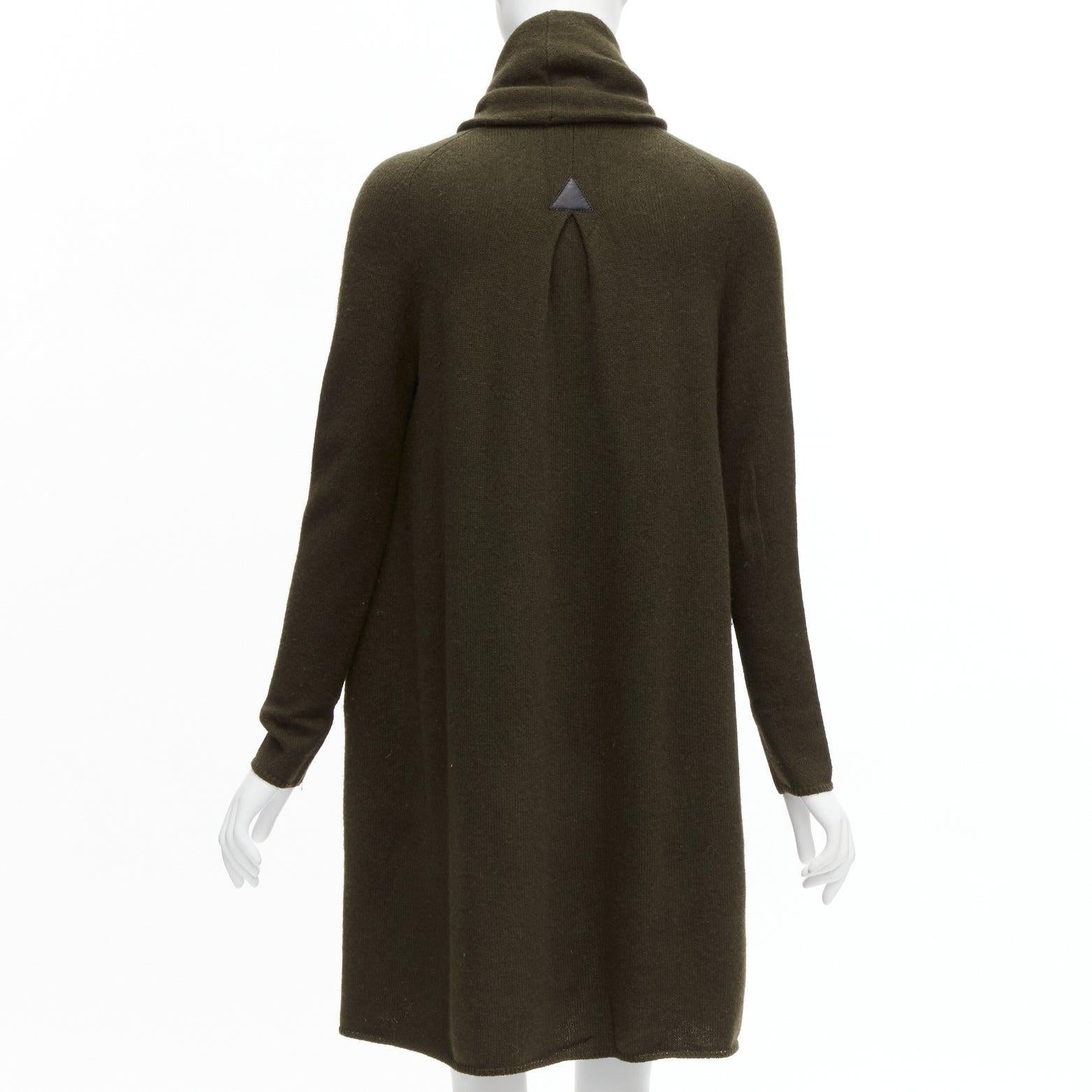 VINCE army green yak wool shawl neck single button wrap cardigan coat XXS For Sale 1