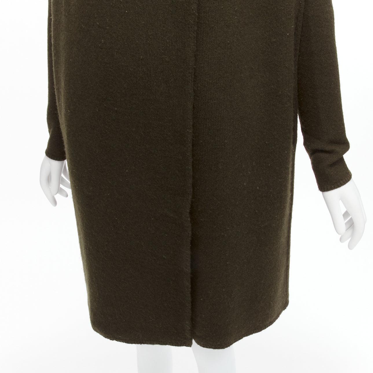 VINCE army green yak wool shawl neck single button wrap cardigan coat XXS For Sale 4