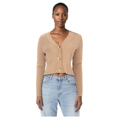 Vince Beige Ribbed Knit Cardigan Size S