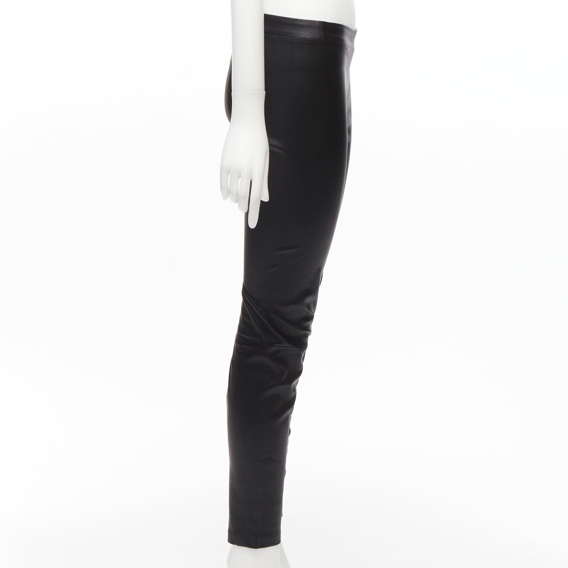 VINCE black genuine leather panelled back darts fitted moto leggings XS In Good Condition For Sale In Hong Kong, NT