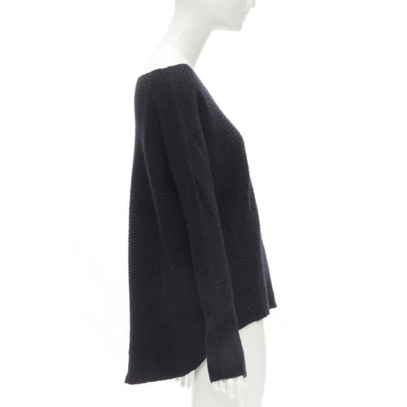 VINCE jersey negro mezcla de lana merino cuello barco ancho alto bajo M en Excelente estado para la venta en Hong Kong, NT