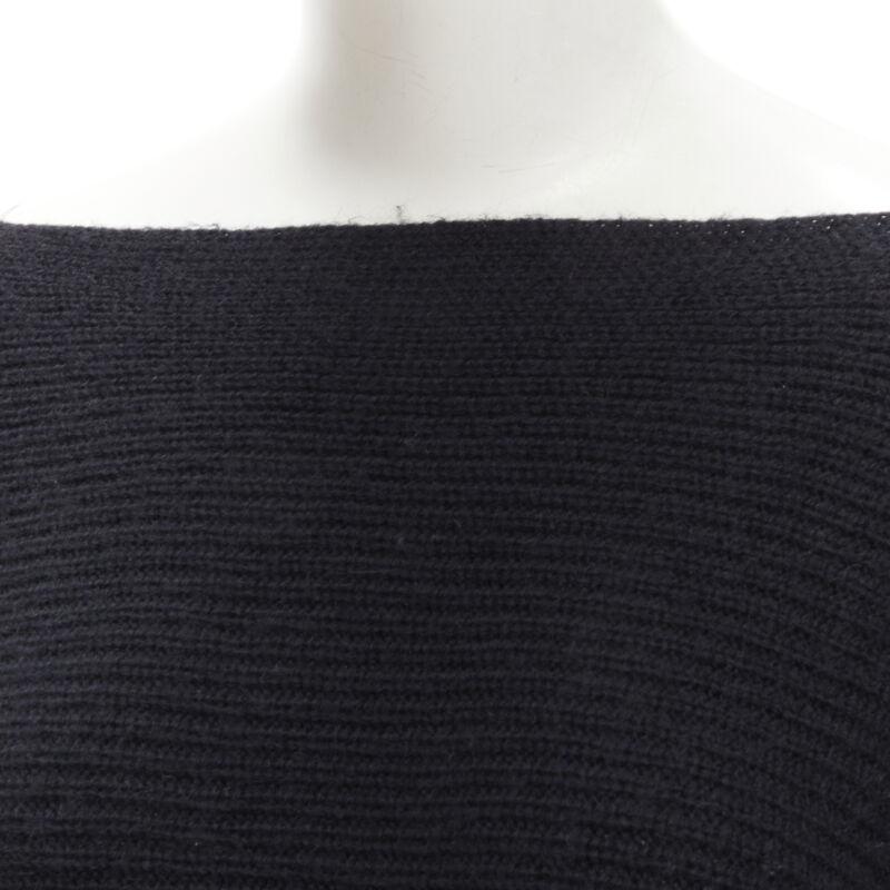 VINCE jersey negro mezcla de lana merino cuello barco ancho alto bajo M en venta 2