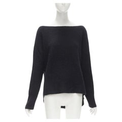 VINCE jersey negro mezcla de lana merino cuello barco ancho alto bajo M