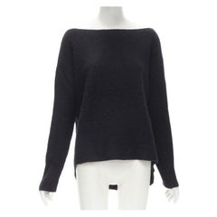 VINCE black merino wool blend boat wide boat neck high low sweater M