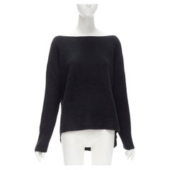 VINCE black merino wool blend boat wide boat neck high low sweater M