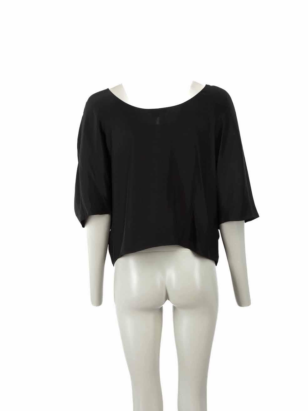 Vince Black Silk Box-Cut Cropped Top Size XS In Excellent Condition For Sale In London, GB
