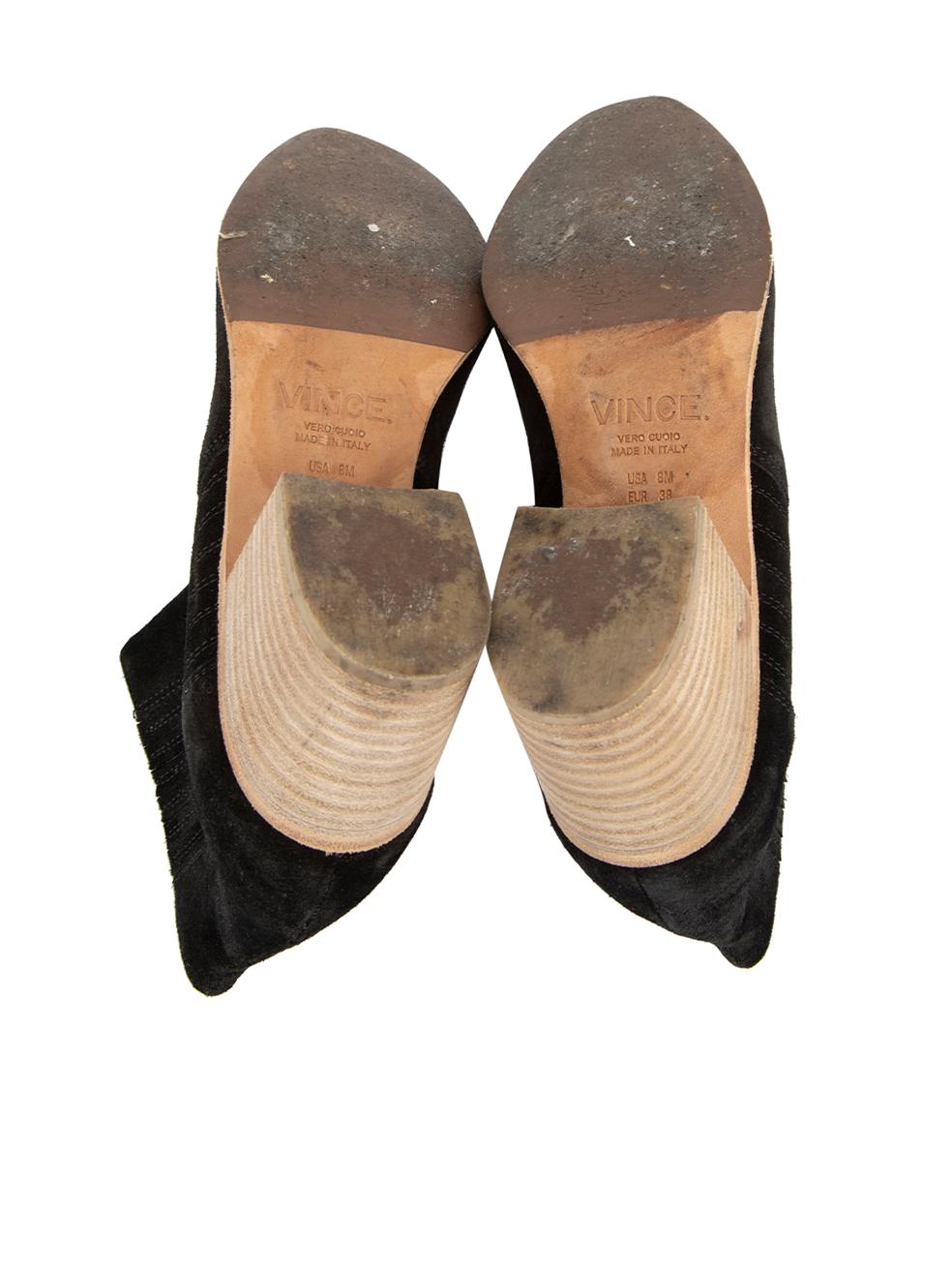 Vince Black Suede Block Heeled Ankle Boots Taille EU 38 Bon état - En vente à London, GB