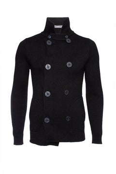 Vince, black vest with anchor buttons