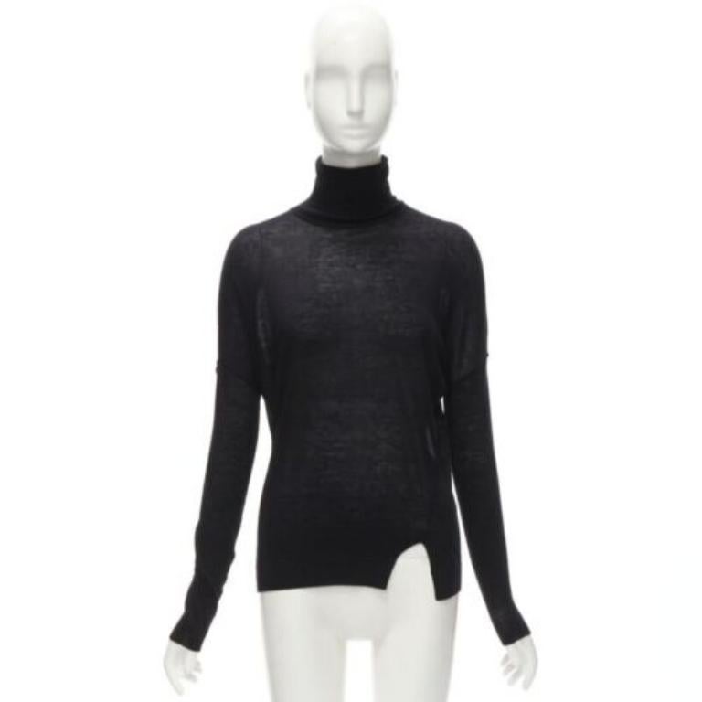 VINCE jersey negro de viscosa clásico de cuello alto y manga larga XS en venta 5
