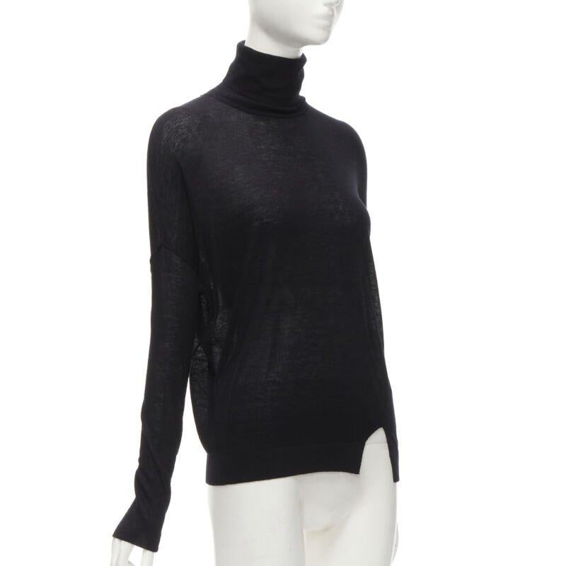 Black VINCE black viscose classic turtleneck long sleeves sweater XS For Sale