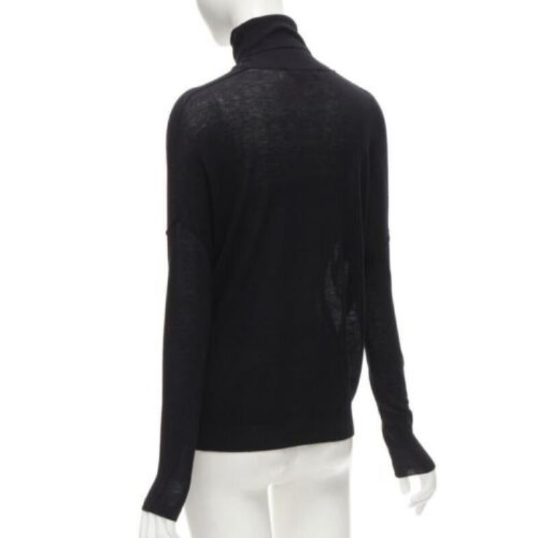 VINCE jersey negro de viscosa clásico de cuello alto y manga larga XS en venta 1