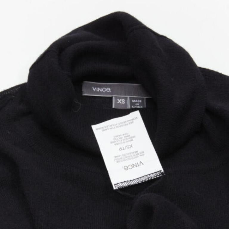 VINCE jersey negro de viscosa clásico de cuello alto y manga larga XS en venta 3