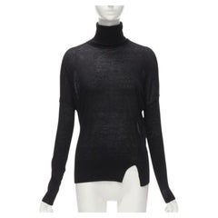 VINCE jersey negro de viscosa clásico de cuello alto y manga larga XS