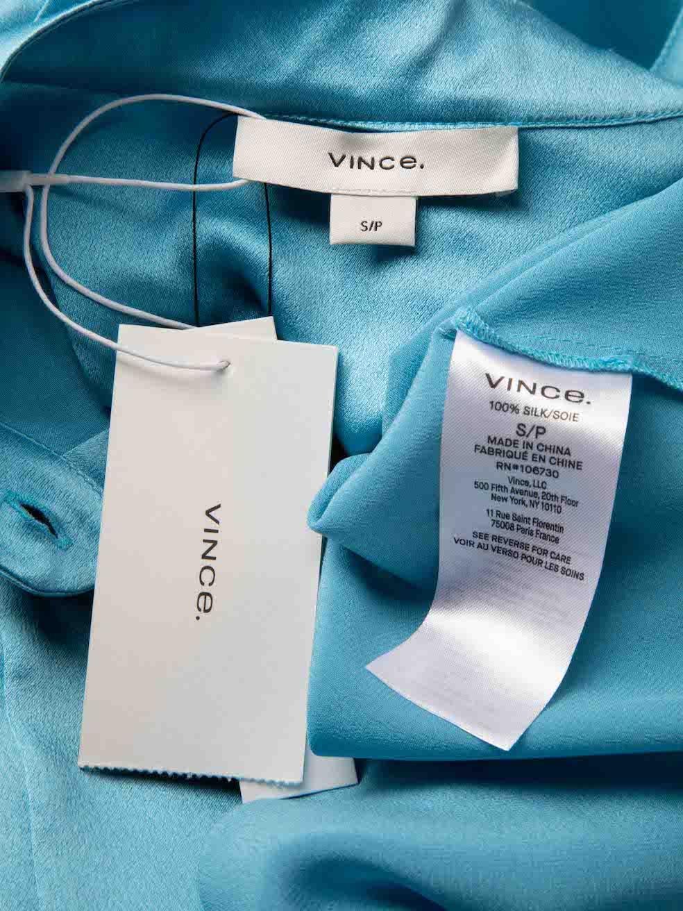 Women's Vince Blue Silk Button Down Blouse Size S For Sale