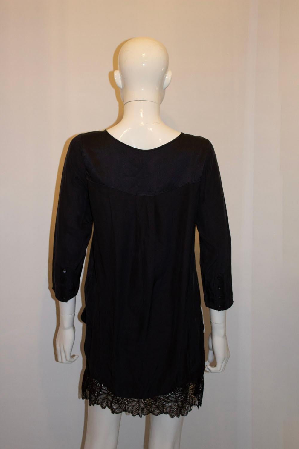 Black Vince Blue Silk Top For Sale