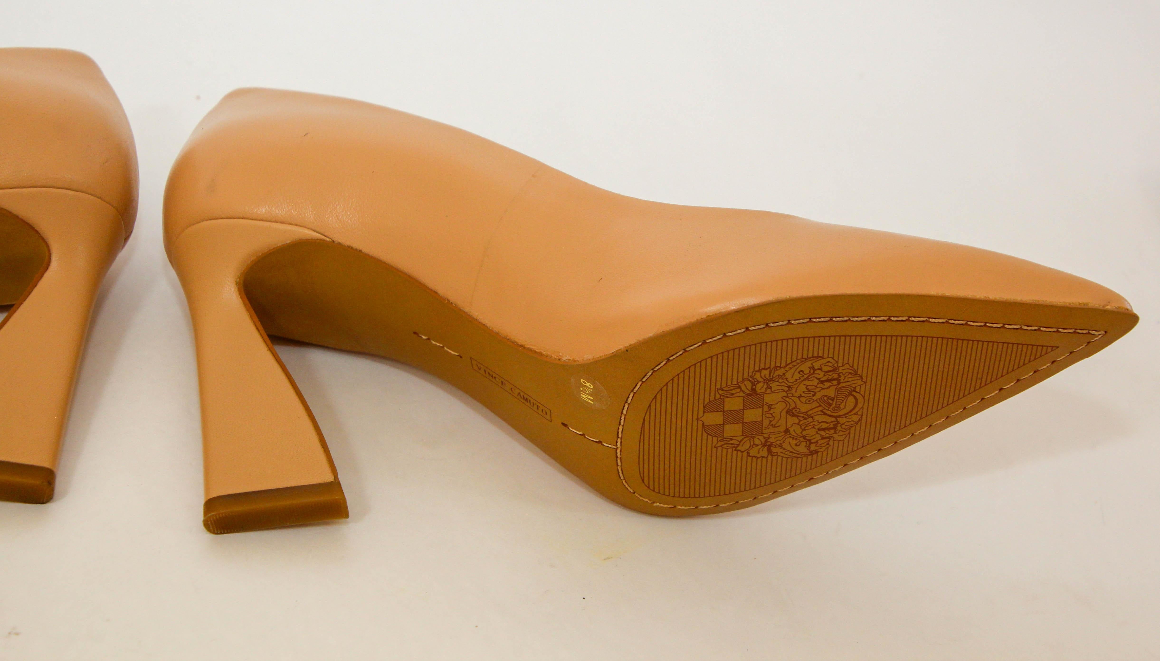 Vince Camuto Tan Leather Heel Pointed Toe Pump size 8.5  For Sale 8