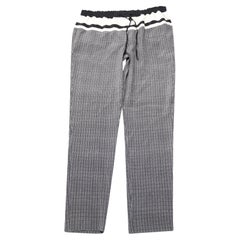 Vince Checked Drawstring Pants in Black Silk