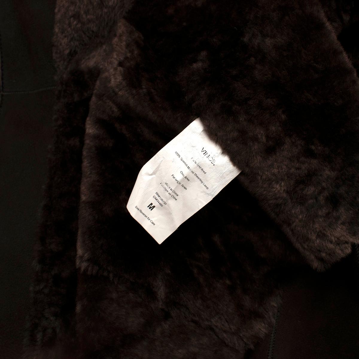 Vince Chocolate Brown Hooded Shearling Coat - US 8 In Excellent Condition For Sale In London, GB