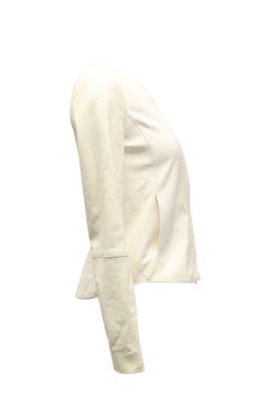 Veste « Vince » sans col en cuir blanc