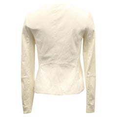 Veste « Vince » sans col en cuir blanc