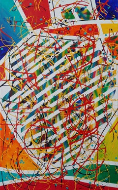 "Guarda a sinistra" 48x30" Acrilico e vernice spray su tela,