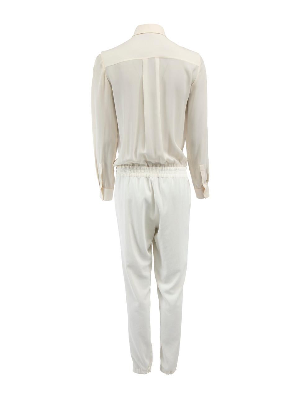 Vince Cream Button Up Drawstring Jumpsuit Size XS In Good Condition For Sale In London, GB