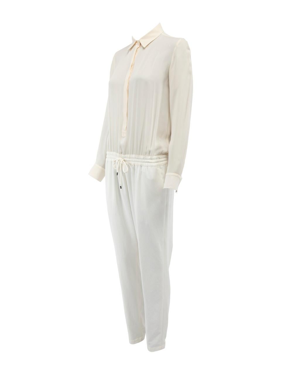 Women's Vince Cream Button Up Drawstring Jumpsuit Size XS For Sale