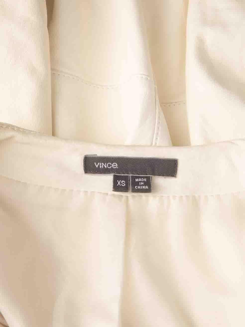 Vince Cream Leather Fitted Jacket Size XS For Sale 1