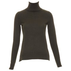 VINCE dark green cashmere rollneck side slit asymmetrical hem sweater XXS