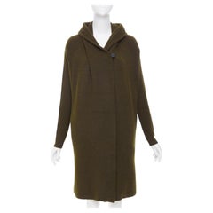 VINCE dark green yak wool blend hooded asymmetric cardigan coat XXS