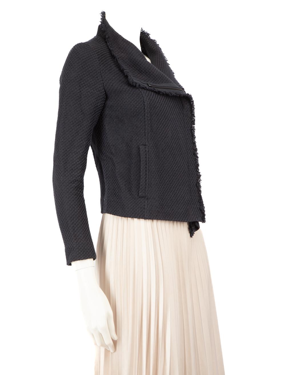 CONDITION is Very good. Hardly any visible wear to jacket is evident on this used Vince designer resale item.
 
 Details
 
 Dark navy
 Cotton
 Long sleeve jacket
 Form fitting
 2 external pockets
 Round neck
 Front zip fastening
 Acetate lining
 
 
