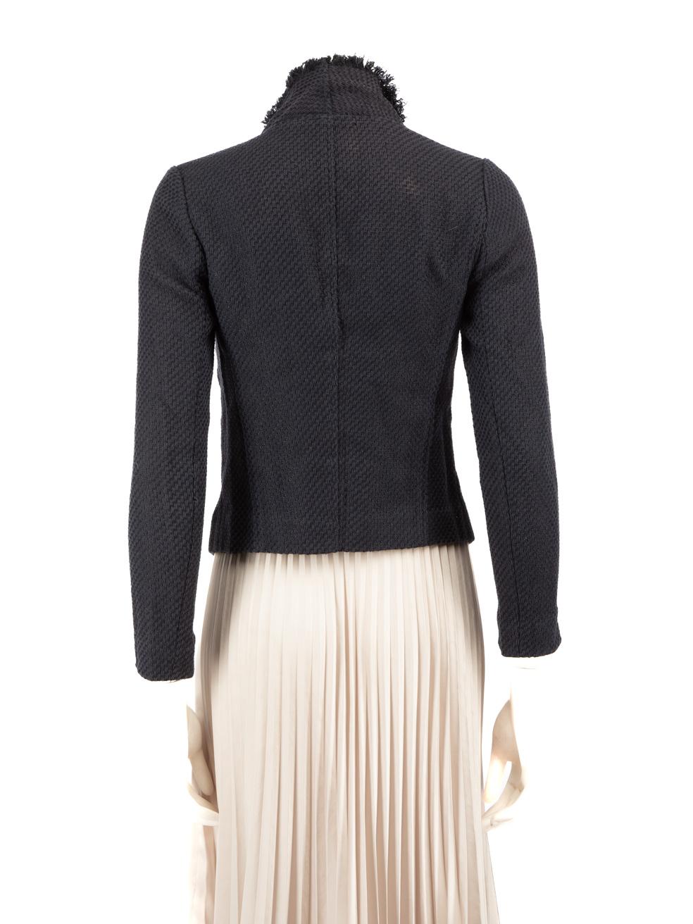 Black Vince Dark Navy Scuba Frayed Edge Jacket Size XS