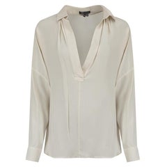 Vince Ecru Silk Long Sleeve Blouse Size S