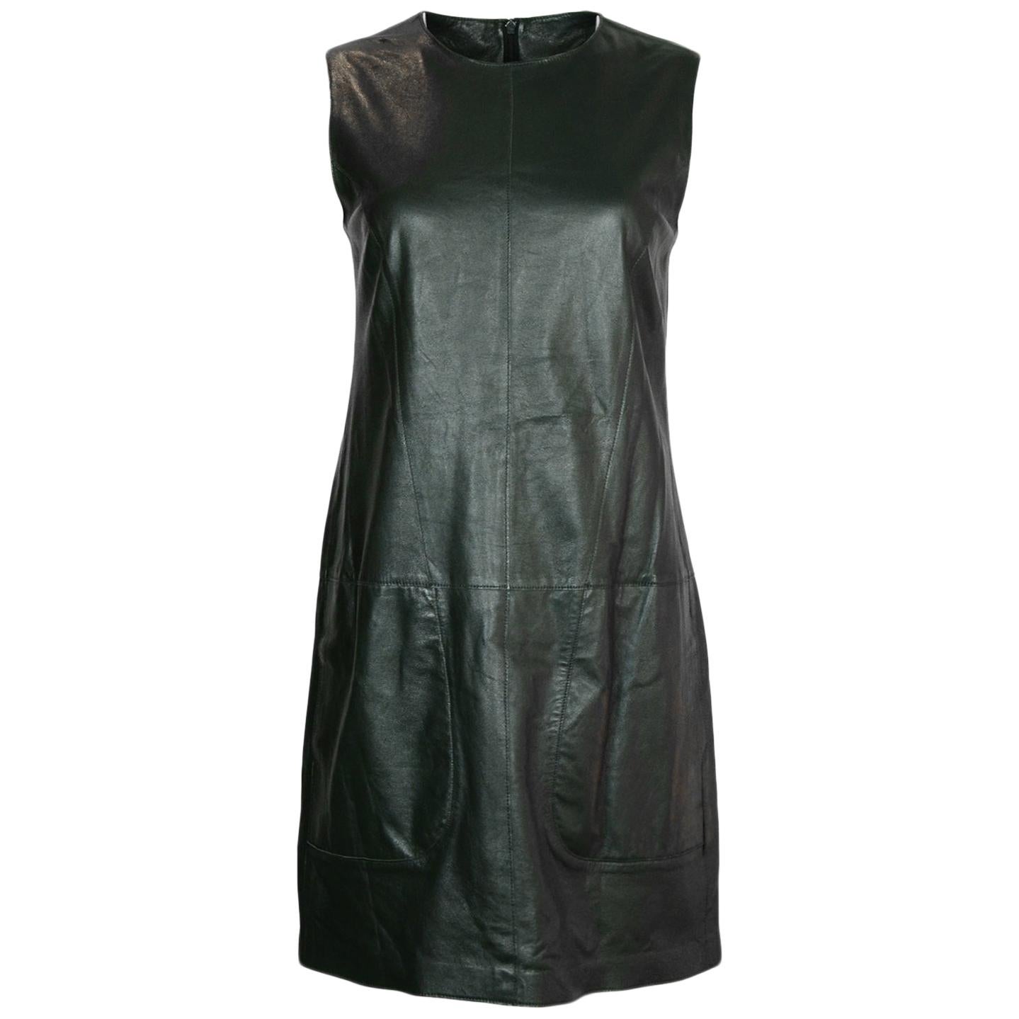 Vince Green Leather Sleeveless Dress sz 6