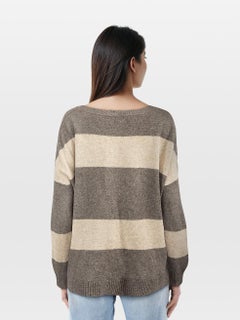 Vince Grey & Beige Striped Wool Jumper Size L