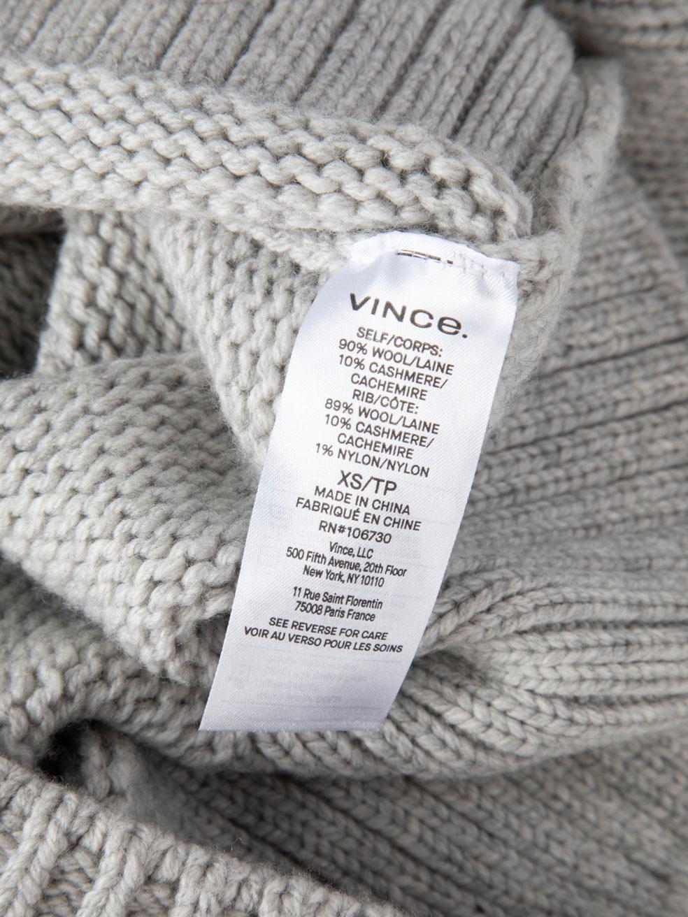 Vince Grey Wool High Neck Jumper Size XS For Sale 1