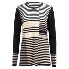 Vince Intarsia-Streifenpullover aus schwarzer Wolle
