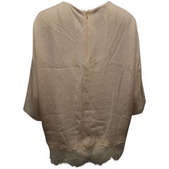 Vince Lace Trim Top in Beige Triacetate