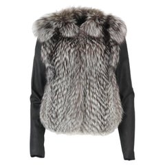 Used Vince Leather Trimmed Fox Fur Jacket Medium