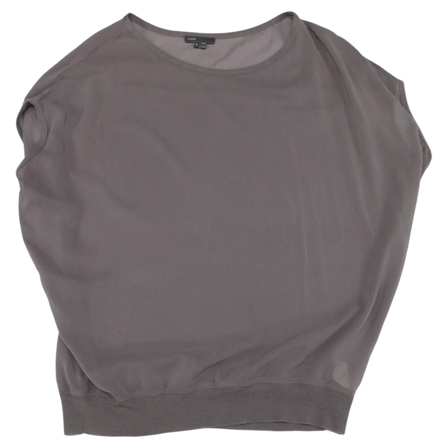 Chemise ample Vince en soie grise en vente
