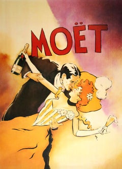 Vintage Original Moet Champage Couple Poster 1996 by Vince McIndoe
