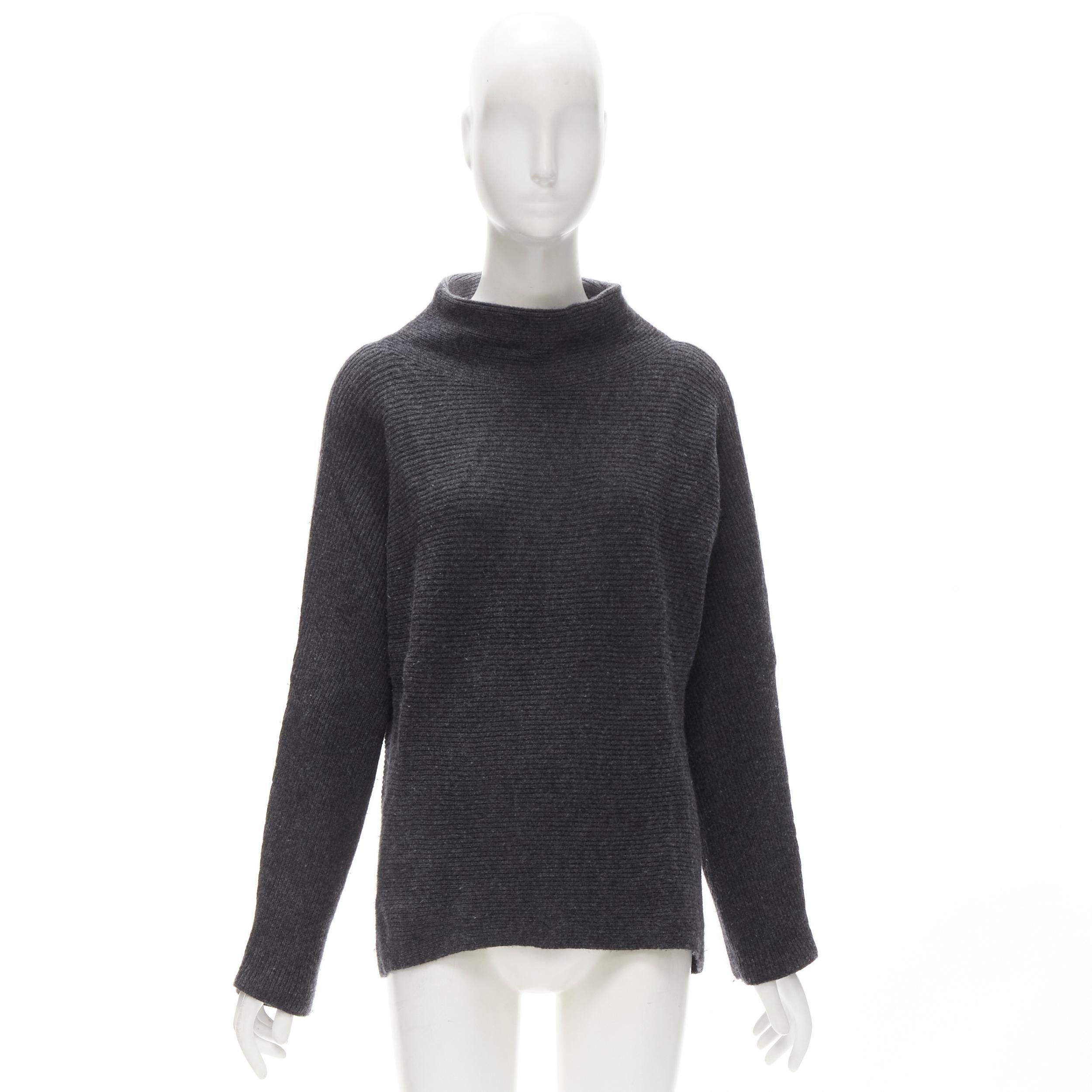 VINCE merino wool cashmere blend ribbed knit mock neck oversized sweater XS For Sale 1