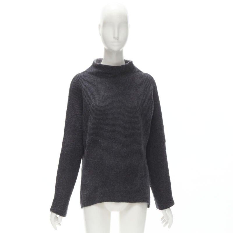 VINCE merino wool cashmere blend ribbed knit mock neck oversized sweater XS For Sale 4