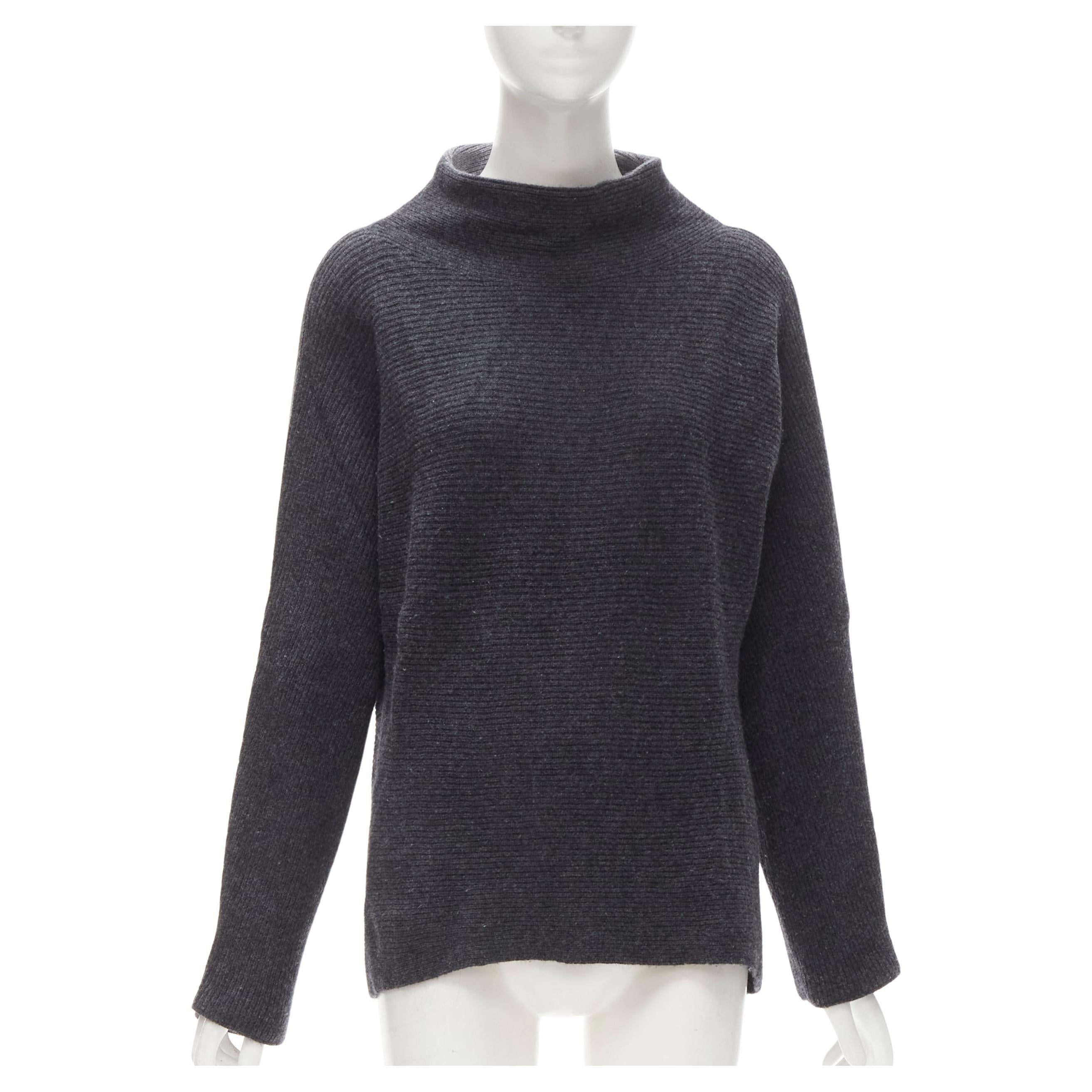 VINCE merino wool cashmere blend ribbed knit mock neck oversized sweater XS For Sale